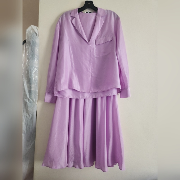 Vince silk set Pocket Popover Silk Blouse & pull on skirt size XS BNWT